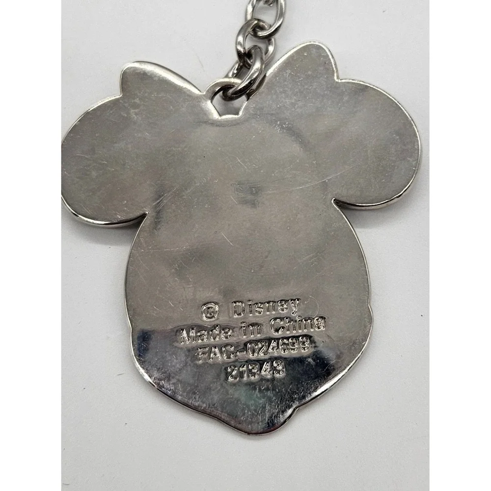 Disney Parks Minnie Mouse January Birthstone Keychain Red Garnet Silver